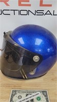 Vintage Blue motorcycle helmet with visor