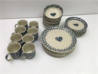 Folk Craft Hearts 8 Place Setting Spongware