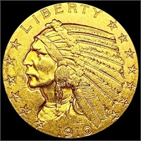 1910 $5 Gold Half Eagle CHOICE AU