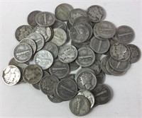 1930’S Mercury Dimes , 90% Silver Coins. 1 Roll