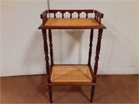 Wooden Accent Table W/Woven Shelves 16"x11" and