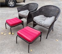 (2) PATIO CHAIRS & STOOLS, MATCH LOT 456