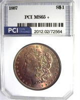 1887 Morgan PCI MS65+ Golden Purple