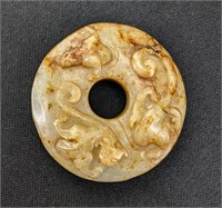 Antique Chinese Jade Chilong Bi Disc