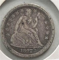 1842O Seated Dime F Better Date