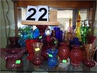 Top Shelf of Display Cabinet ( Cranberry Glass ~