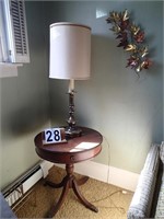 Round Lamp Table with Drawer ~ Brass Lamp