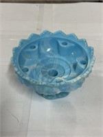Vintage blue marbled Fenton candle holder