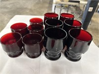 11pc Ruby Red texted drinking set