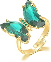 14k Gold-pl. .1.00ct Emerald Butterfly Ring