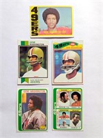 5 Gene Washington 49ers Cards 1972 1974 1977 1978