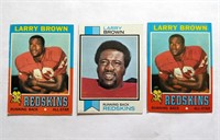 3 Larry Brown Topps Cards 2 1971 & 1973