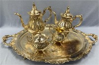 5 Piece silver plated tea set baroque pattern #283