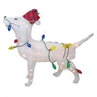 34" White Lighted 3D Standing Dog