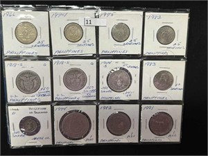 (12) 1918-1991 Phillipines Coins, Some Silver
