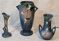 3 Vintage Roseville Snowberry Vases