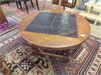 Chunky Oak Coffee Table With Tile Insert