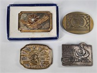 4) VINTAGE MEN'S BELT BUCKLES - COBRA CB RADIOS