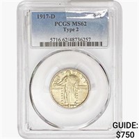 1917-D Standing Liberty Quarter PCGS MS62 Ty 2