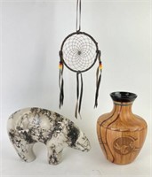 Signed Native American Pottery & Dream Catcher