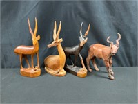 1968 hand carved elks, and ram, made in Kenya