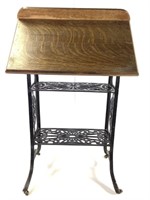 Rolling Cast Iron Base Child Size Lectern Oak Top