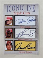 Iconic Ink Reds Bench Griffey Rose Facsimile Autos