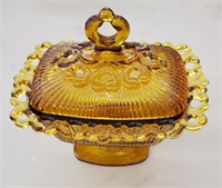 Candy dish amber with lid