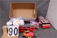 Box W/ 2 Fire Trucks - Bear On Pillow - Other-