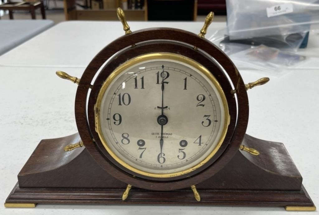 Seth Thomas Ships Wheel Mantle Clock