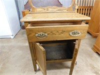 OAK WASH STAND W DRY TOWELS RACK