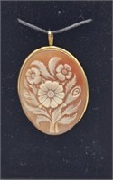 18 KT GOLD 750 MARK CARVED FLOWER CAMEO - 7.32 GR