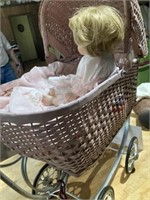 Baby Stroller and Porclein Doll