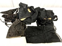 Lot of 5 Black Victorian Items Bonnets & More