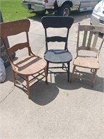 3X OLD WOODEN  CHAIRS