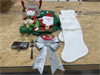 Christmas Decor, (3)Stockings, (1)Holder, (1)Bow,