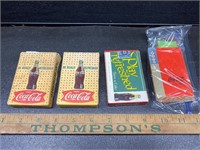4 vintage packs of Coca Cola playing cards