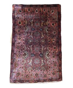 Antique Turkish Kum Kapi silk rug with gold metal