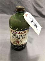 TEXACO OUTBOARD MOTOR OIL GLASS BOTTLE, 1 PT. SIZE