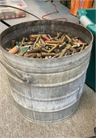 Large Vintage Metal Bucket full of Brass & Ammo