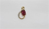 9ct gold, ruby and diamond pendant