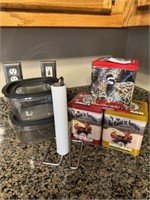 Tin Red Man Containers and Paper Towel Holder