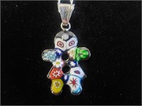 Sterling Silver Millefiori Necklace 4.5gr TW 16in