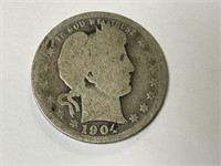 1904 Barber Quarter 90% Silver