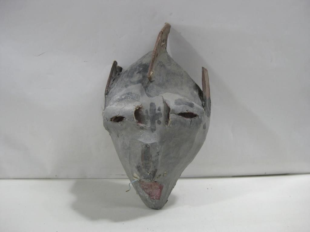 Vtg Tribal Paper Mache Mask 18"x 10