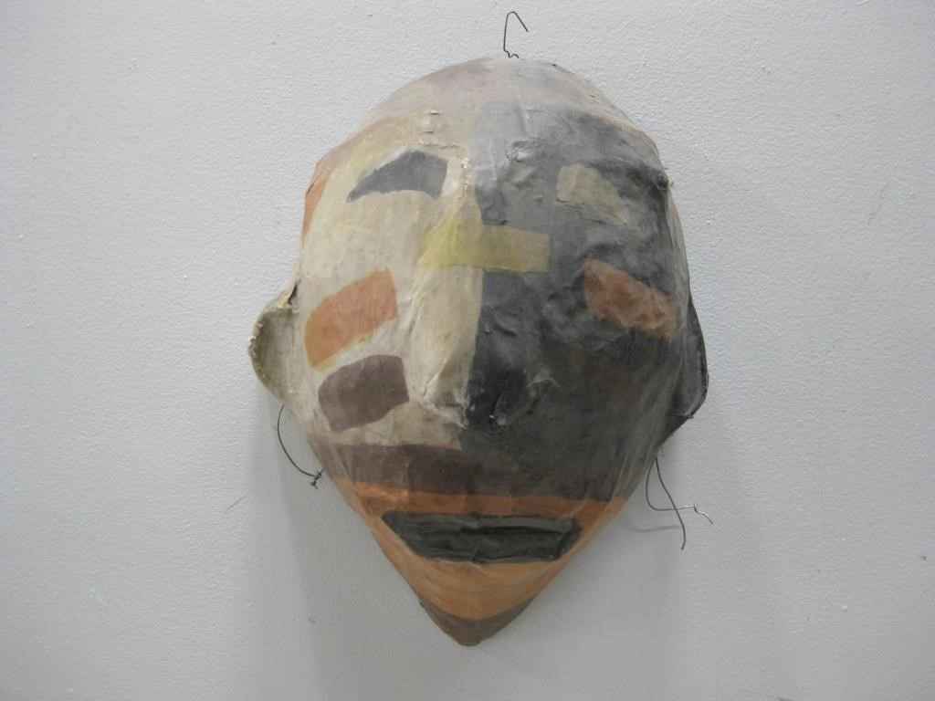 Vtg Tribal Paper Mache Mask 14"x 10"