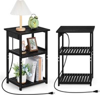 Vrisa 2pc Black Nightstand Set