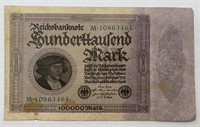 Great Looking 100,000 German Mark Banknote, Large