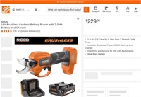 B6044  RIDGID 18V Cordless Pruner Kit