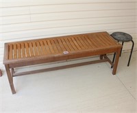 Wooden Bench 54" and Metal Plant Stand